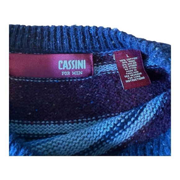 Vintage Oleg Cassini Wool Blend Pullover Mens L 
Striped Sweater Crew - Picture 4 of 8